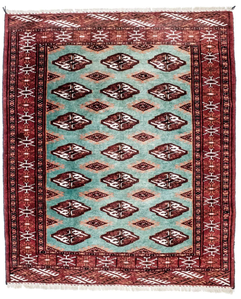 Turkaman teppe - 124 x 100 cm - turkis