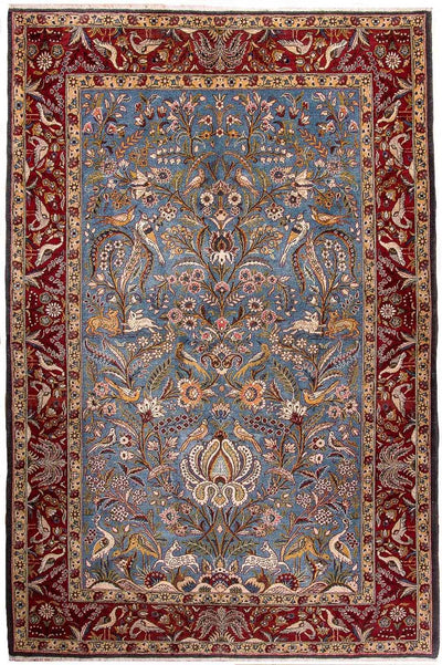 Qom Teppe 137x207cm - Persisk teppe - lyseblå