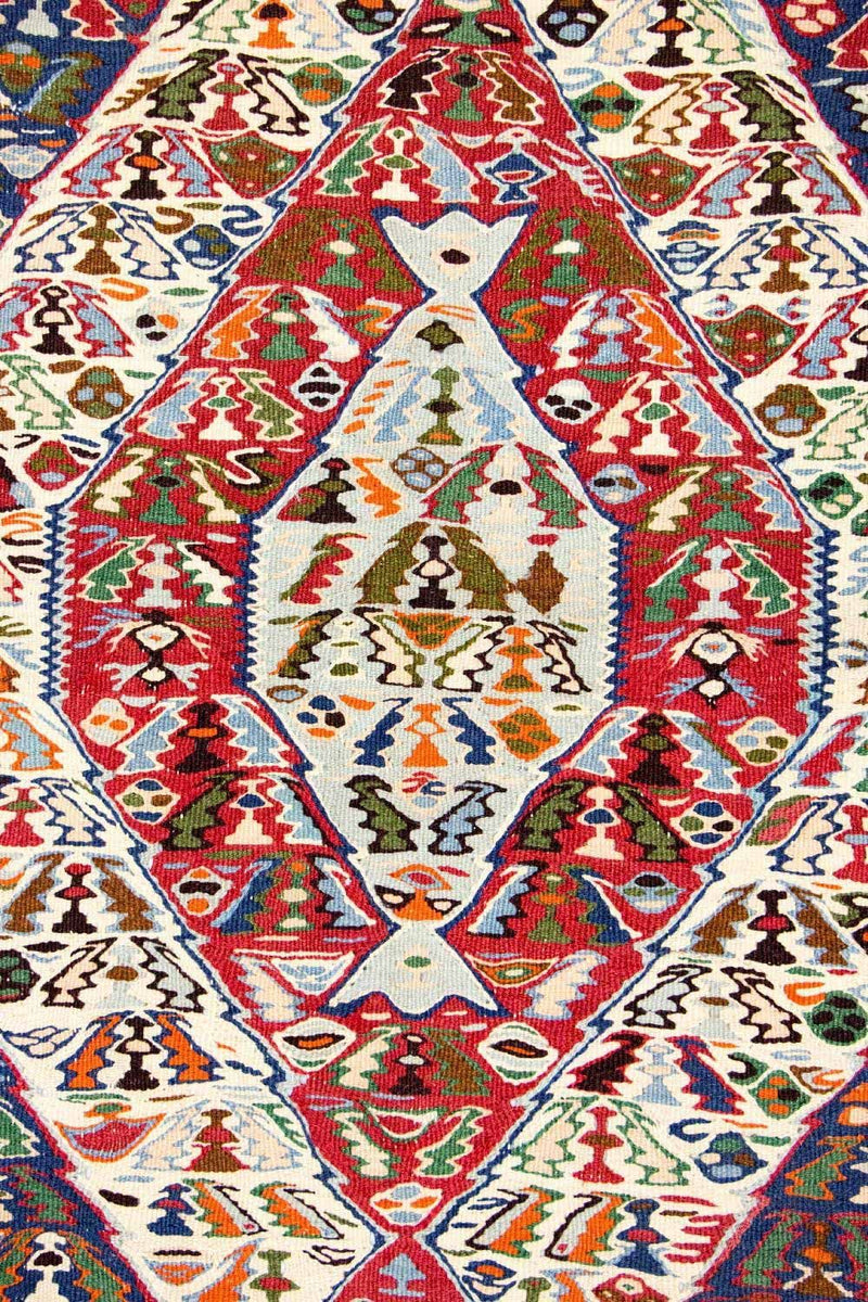 Kelimteppe - Gammelt - 153 x 119 cm - blå
