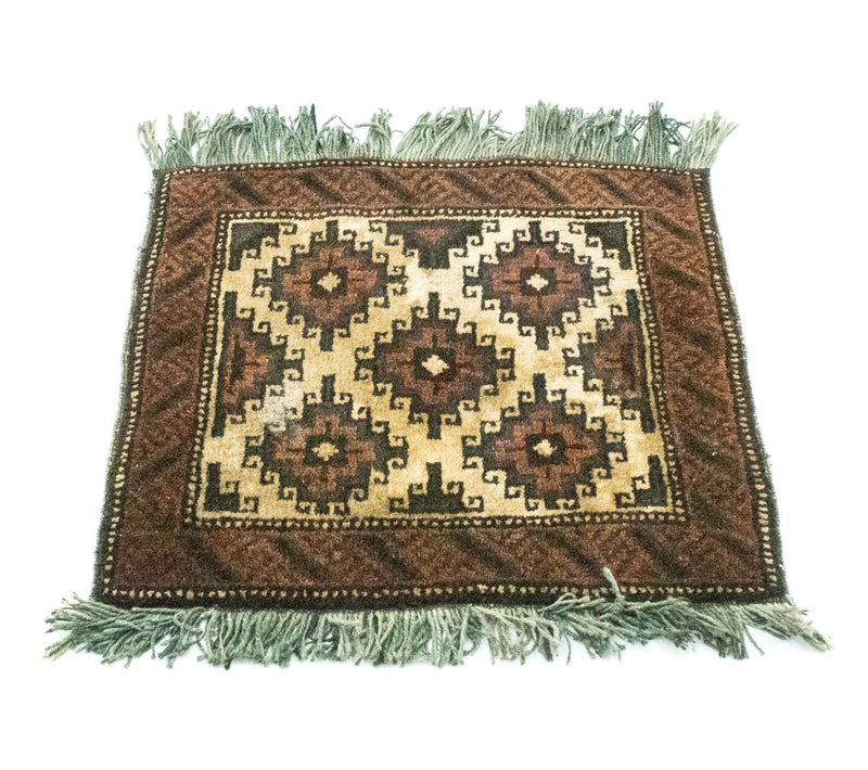 Afghansk teppe square  - 47 x 41 cm - brun
