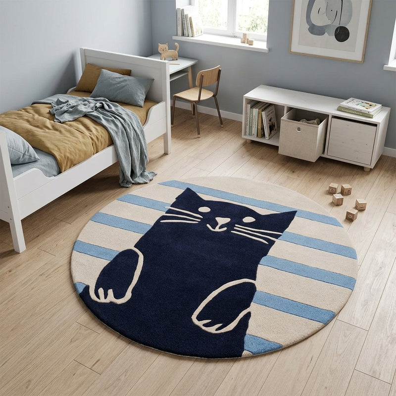 Kinderteppich Katze rund