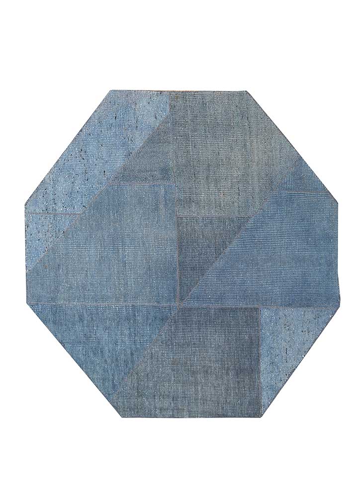 Ullteppe spesiell form  - 180 x 180 cm - blå