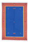 Moderne kilim Teppe 140x200cm - Ullteppe - Rektangulær / Blå / 140 x 200 cm Rektangulær
