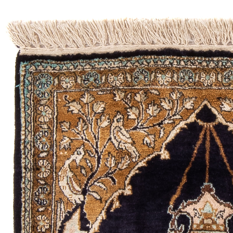 Silketeppe - Ghom Silk - Premium - 72 x 57 cm - mørkeblå