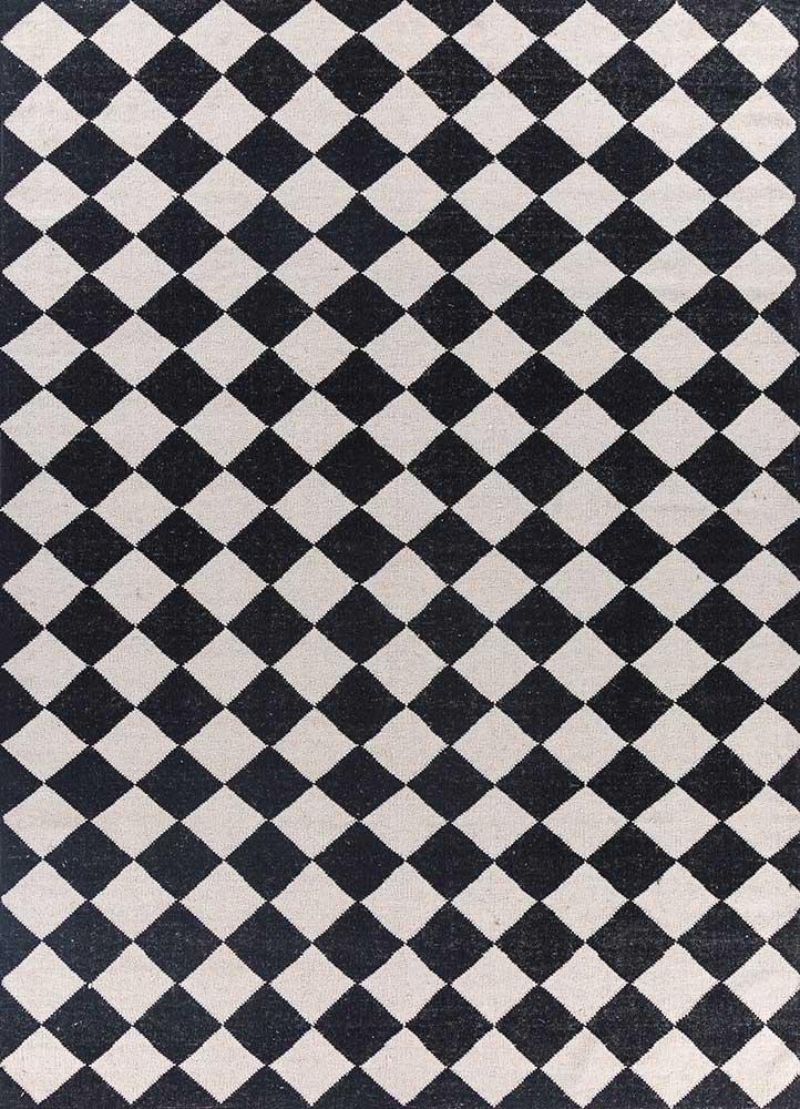 Ullteppe - 280 x 182 cm - svart og hvitt