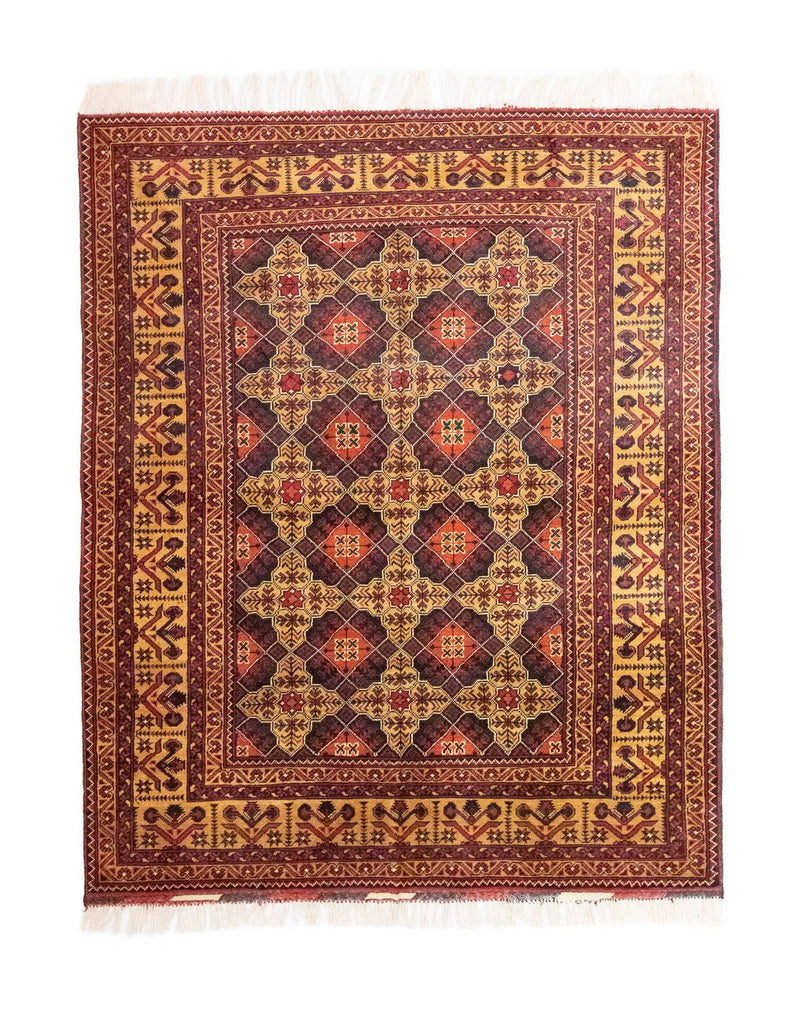 Afghansk teppe - 195 x 153 cm - brun