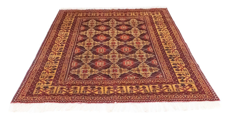 Afghansk teppe - 195 x 153 cm - brun