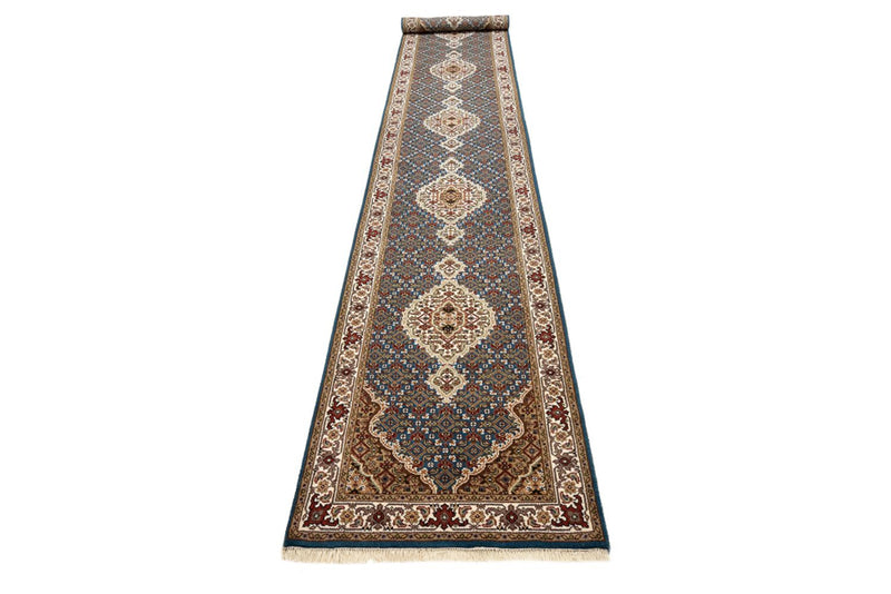 Indo Tabriz-teppe 79x454cm - Orientalsk teppe - mørkeblå