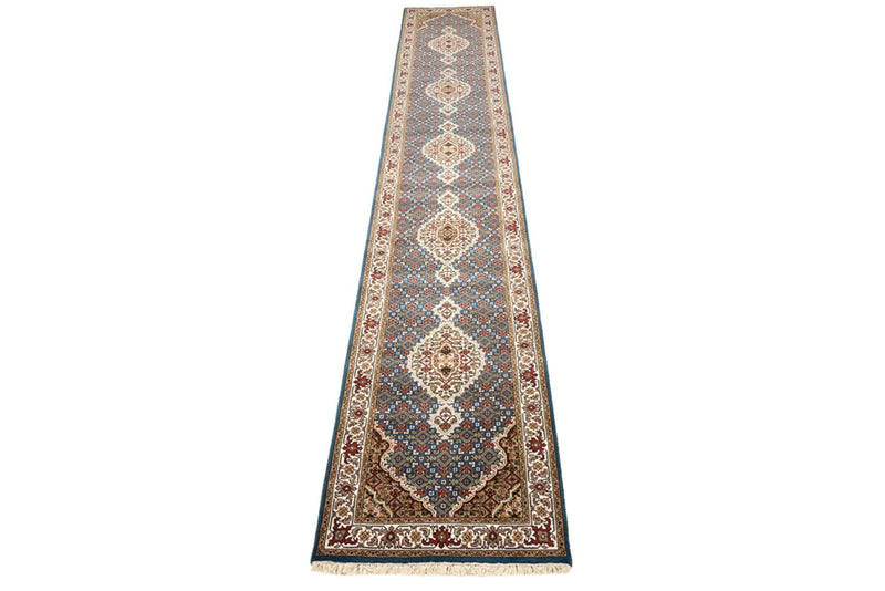 Indo Tabriz-teppe 79x454cm - Orientalsk teppe - mørkeblå