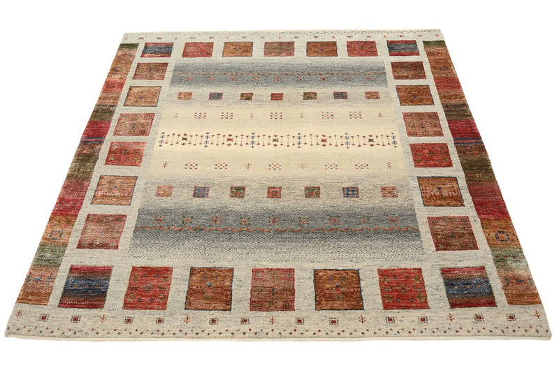 Gabbeh teppe - Loribaft Indus square  - 156 x 156 cm - mørk beige