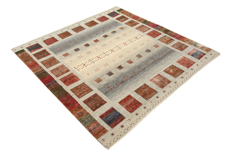 Gabbeh teppe - Loribaft Indus square  - 156 x 156 cm - mørk beige