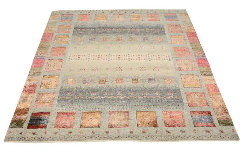 Gabbeh teppe - Loribaft Indus square  - 156 x 156 cm - mørk beige