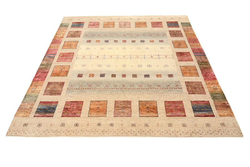 Gabbeh teppe - Loribaft Indus square  - 204 x 202 cm - lys beige