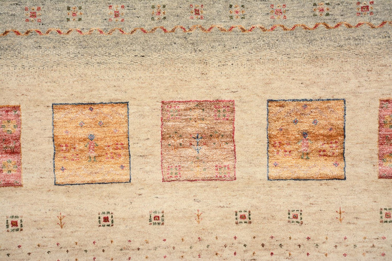 Gabbeh teppe - Loribaft Indus square  - 204 x 202 cm - lys beige