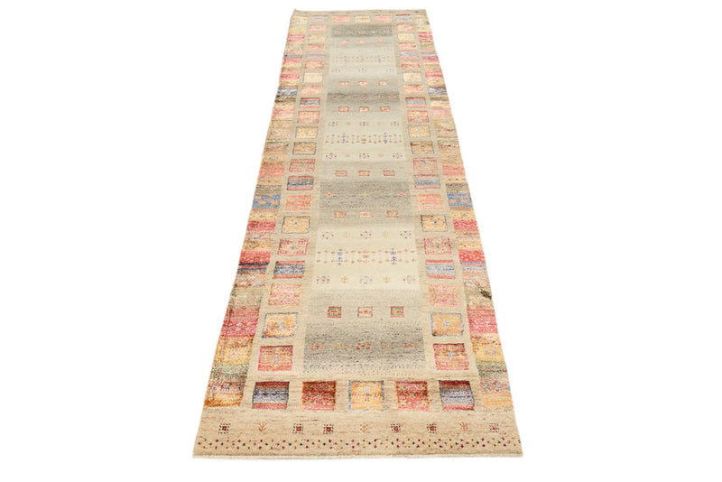 Løper Gabbeh teppe - Loribaft Indus - 298 x 84 cm - flerfarget