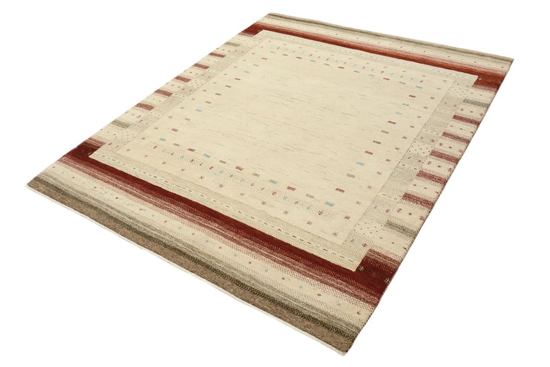 Gabbeh teppe - Loribaft Indus - 199 x 158 cm - lys beige