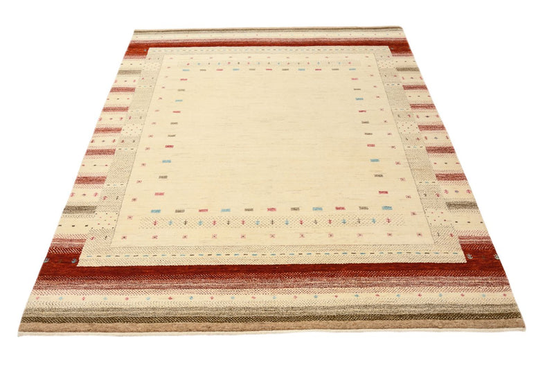 Gabbeh teppe - Loribaft Indus - 198 x 156 cm - lys beige