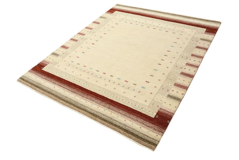 Gabbeh teppe - Loribaft Indus - 198 x 156 cm - lys beige