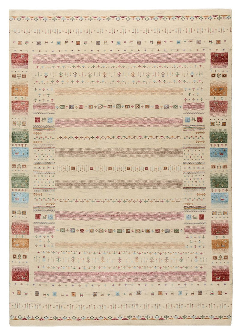 Gabbeh teppe - Loribaft Indus - 246 x 174 cm - lys beige