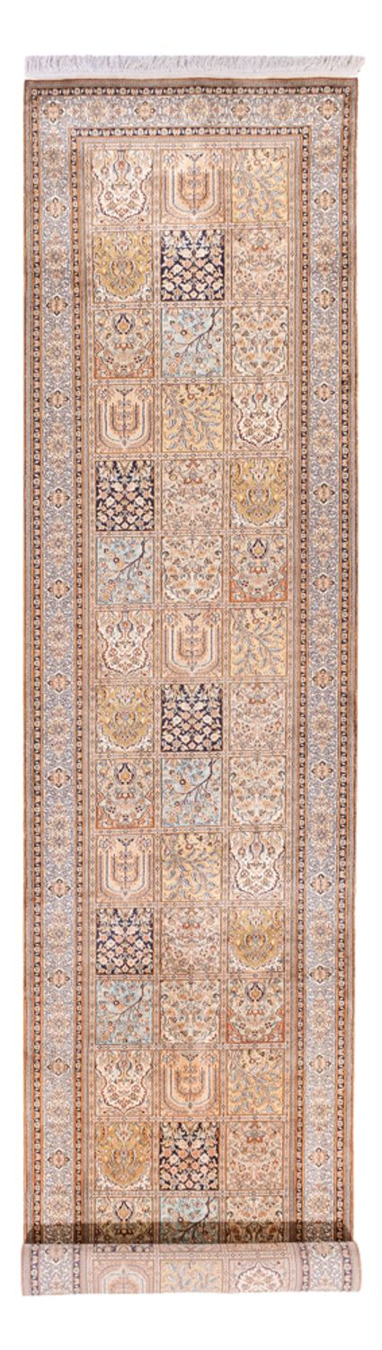 Løper Silketeppe - Kashmir silke - 452 x 97 cm - krem