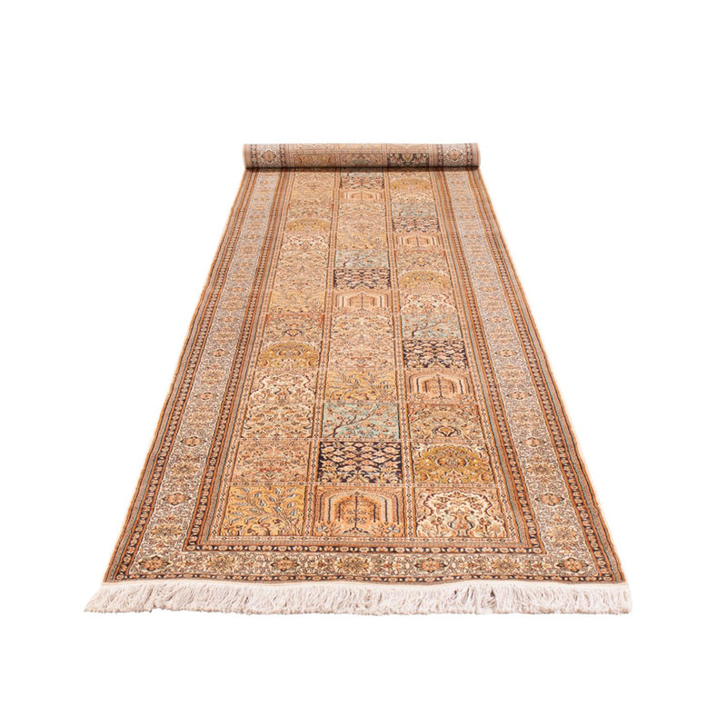Løper Silketeppe - Kashmir silke - 452 x 97 cm - krem