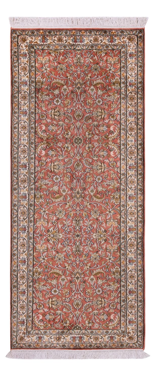 Løper Silketeppe - Kashmir silke - 188 x 78 cm - lys rød