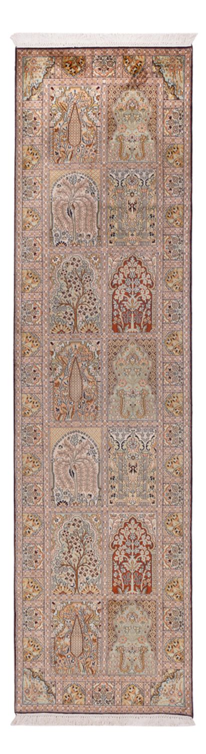 Løper Silketeppe - Kashmir silke - 296 x 78 cm - mørk beige