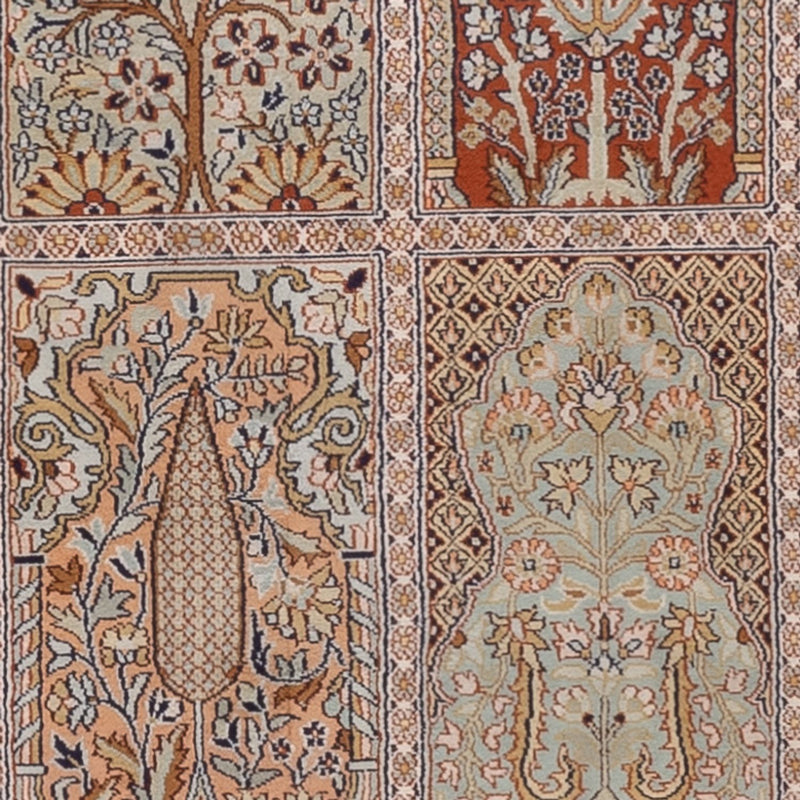 Løper Silketeppe - Kashmir silke - 296 x 78 cm - mørk beige