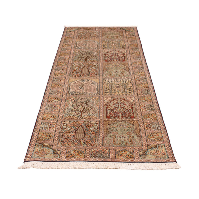 Løper Silketeppe - Kashmir silke - 296 x 78 cm - mørk beige