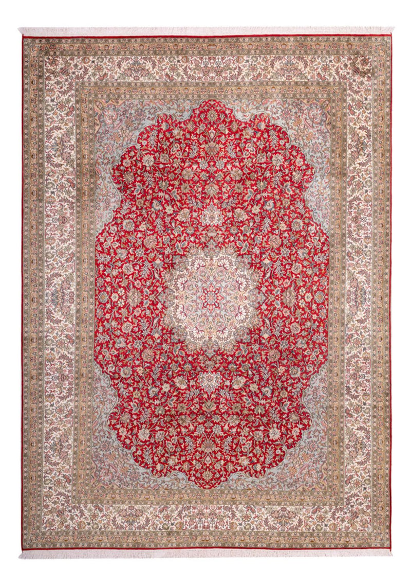 Silketeppe - Kashmir silke - 303 x 220 cm - rød