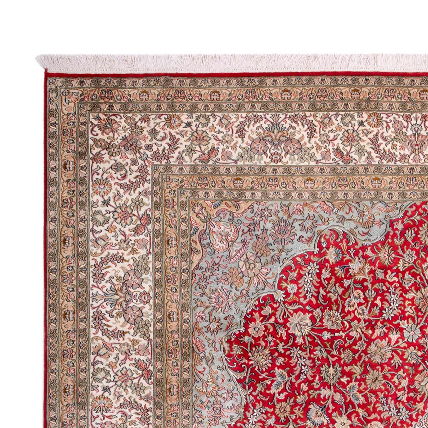 Silketeppe - Kashmir silke - 303 x 220 cm - rød