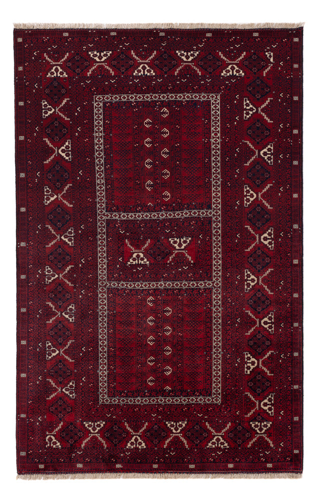 Afghansk teppe - 240 x 153 cm - mørk rød