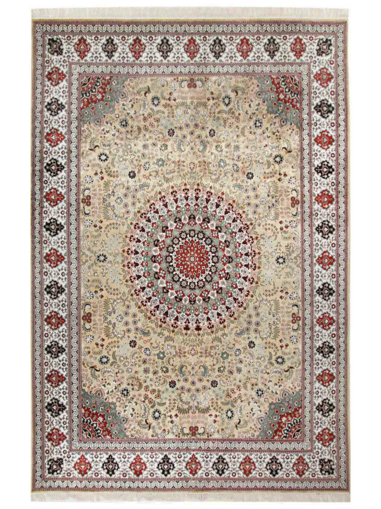 Silketeppe - Kina silke - 373 x 275 cm - lys beige