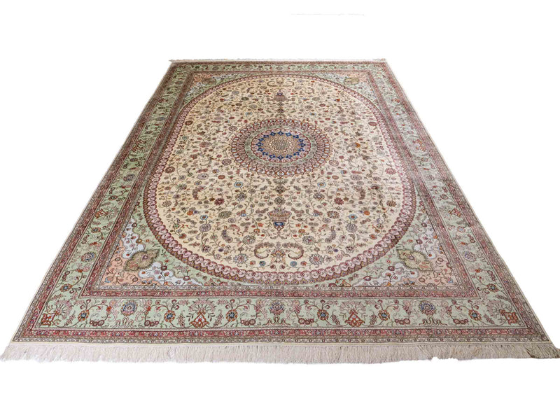 Silketeppe - Kina silke - 366 x 277 cm - beige