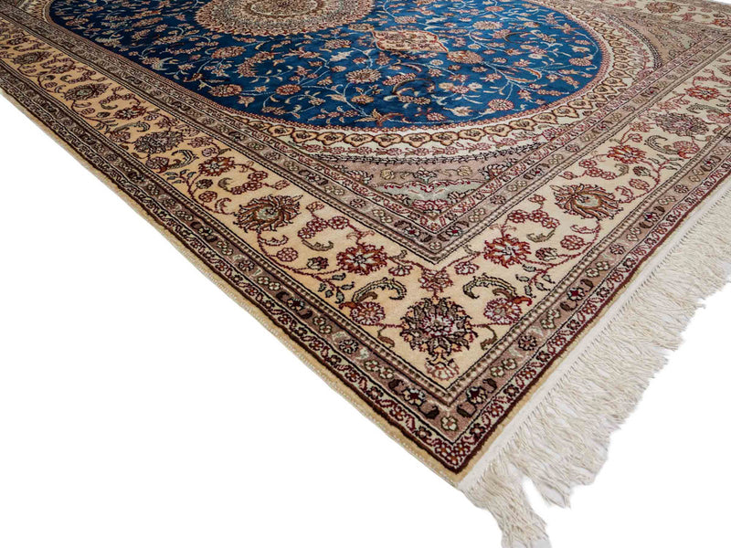 Silketeppe - Kina silke - 240 x 149 cm - blå