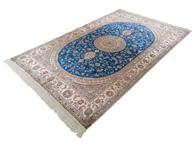 Silketeppe - Kina silke - 240 x 149 cm - blå