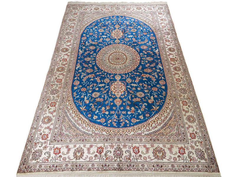 Silketeppe - Kina silke - 240 x 149 cm - blå