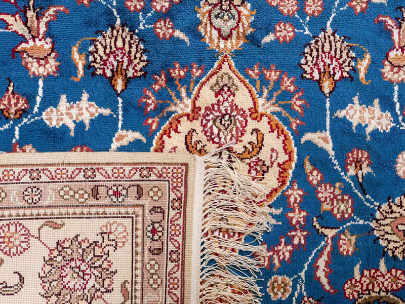 Silketeppe - Kina silke - 240 x 149 cm - blå