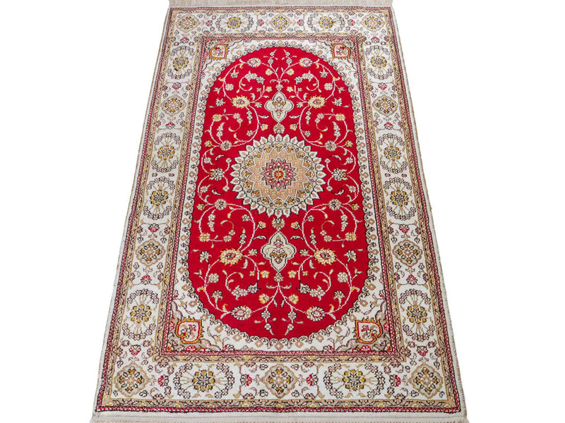 Silketeppe - Kina silke - 120 x 77 cm - rød