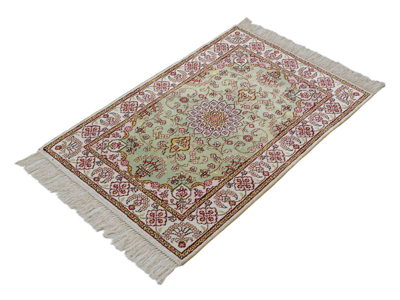 Silketeppe - Kina silke - 93 x 63 cm - sand