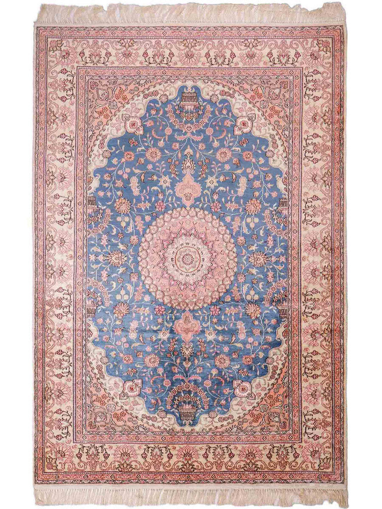 Silketeppe - Kina silke - 192 x 123 cm - blå