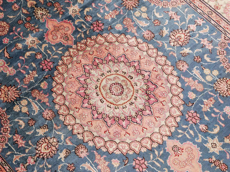 Silketeppe - Kina silke - 192 x 123 cm - blå