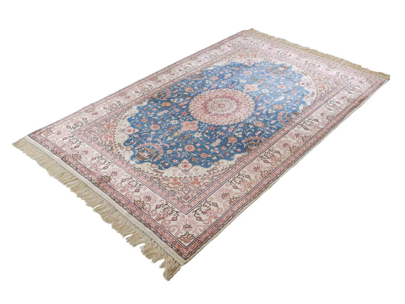 Silketeppe - Kina silke - 192 x 123 cm - blå