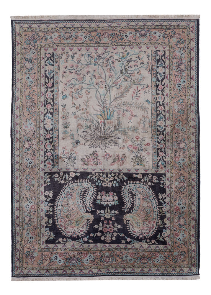 Silketeppe - Kashmir silke - 178 x 123 cm - beige