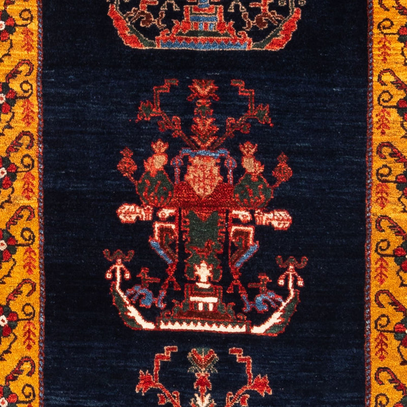 Løper Gabbeh-teppe - persisk - 253 x 84 cm - mørkeblå