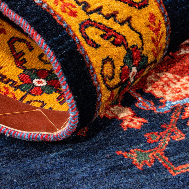 Løper Gabbeh-teppe - persisk - 253 x 84 cm - mørkeblå