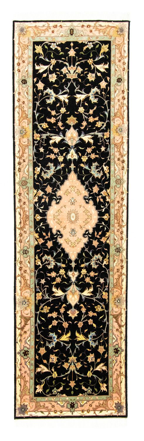 Løper Persisk teppe - Tabriz - Royal - 294 x 85 cm - svart