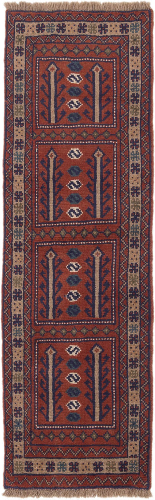 Løper Persisk teppe - Nomadisk - 195 x 60 cm - mørk rød