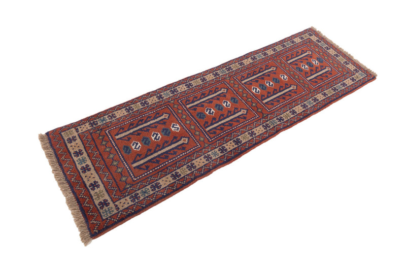 Løper Persisk teppe - Nomadisk - 195 x 60 cm - mørk rød