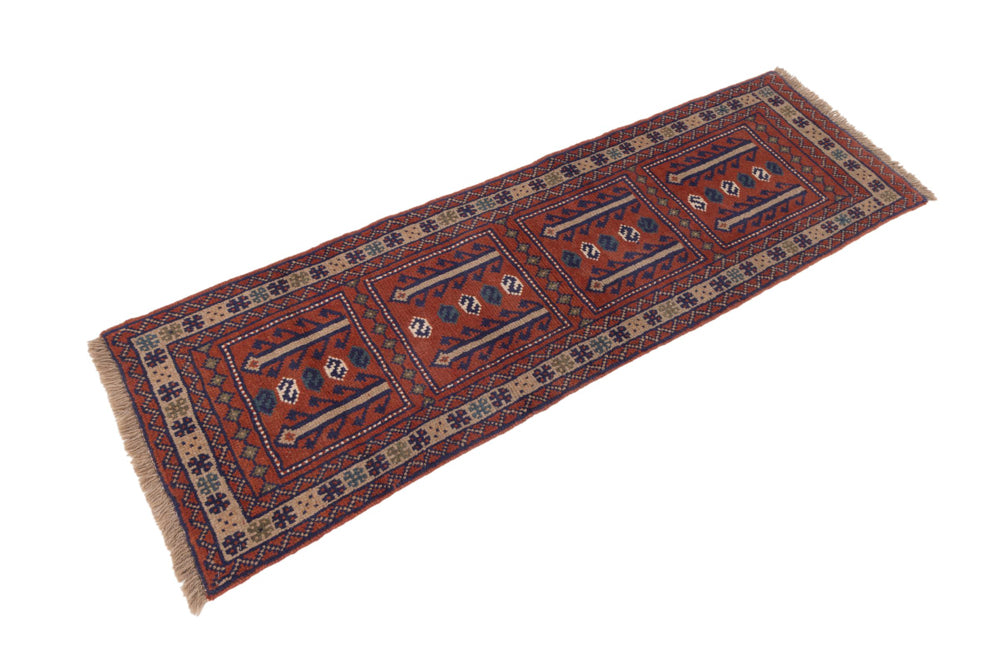 Løper Persisk teppe - Nomadisk - 195 x 60 cm - mørk rød